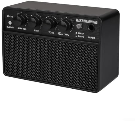Lioaeust KG-10 E-Gitarren-Verstärker, schwarz, kompatibel mit Akustik- und E-Gitarren, Solid State, 152 x 99 x 73 mm