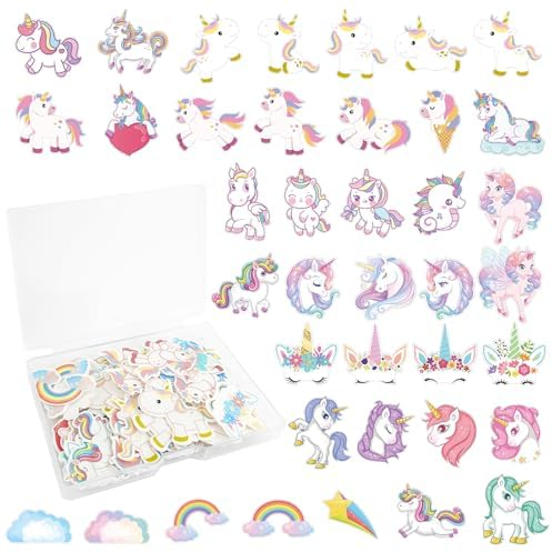 80 Stück Einhorn Tortendeko Essbar,Einhorn Kuchendeko,Essbare Tortenaufleger,Esspapier Tortendeko,Einhorn Cake Topper,für Kinder Mädchen Junge Geburtstag Baby Shower Party (Mehrfarbig - Einhorn)