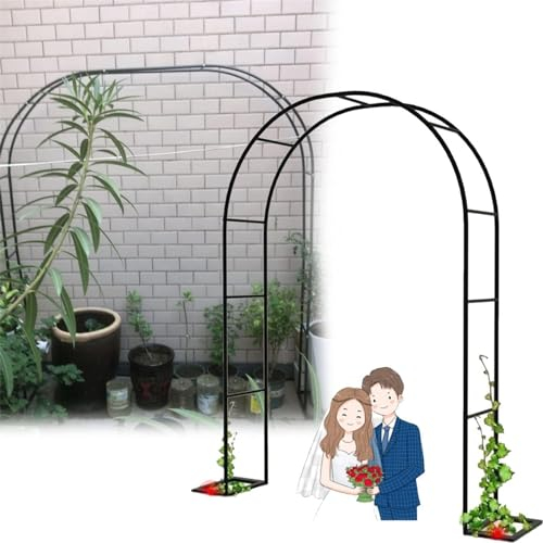 XUJIAY Rosenbogen, Garten-Torbogen Aus Metall, Pergola Rankhilfe Verzinkt Rost, Laubengang Rankgestell Mit Sockel Für Verschiedene Kletterpflanzen, Einfache Montage, 6 Größen,140x230x40CM