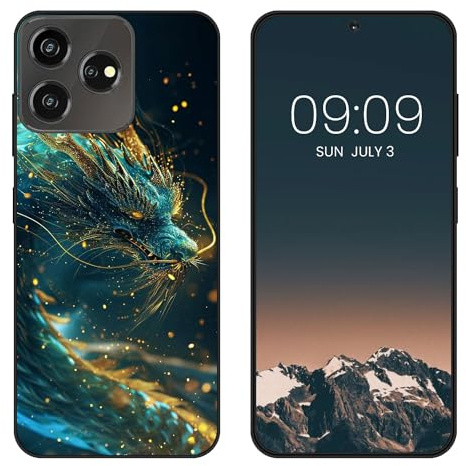 WUACYEAMING für ZTE Blade V50S Hülle,Mode Schutzhülle Schwarz Handyhülle mit Aesthetic Muster Weich Silikon Dünn TPU Stoßfeste Kratzfest Schutzhülle Cover-Drache