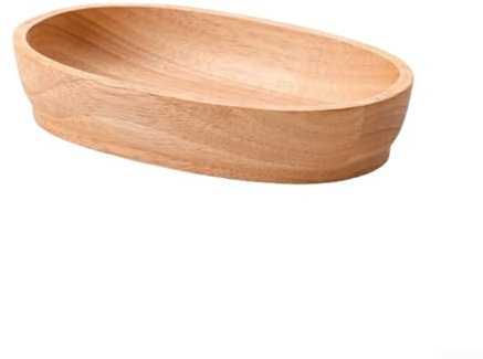HEBEOT Salad Serving Bowl Wooden Salad Bowl Boat Shaped Bowl Wooden Oval Fruit Plate for Dinner Parties Restaurant Wooden Tray(24x15x4.5cm)
