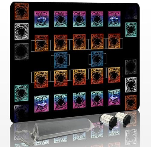 Extalas for Yugioh Playmat - Compatible with Yu-Gi-Oh, TCG Playmat - Free Counters & Storage Bag, Dual Player Master Rule Duel Zones, Extra Large 2-Player Card Game Mat (Basic)