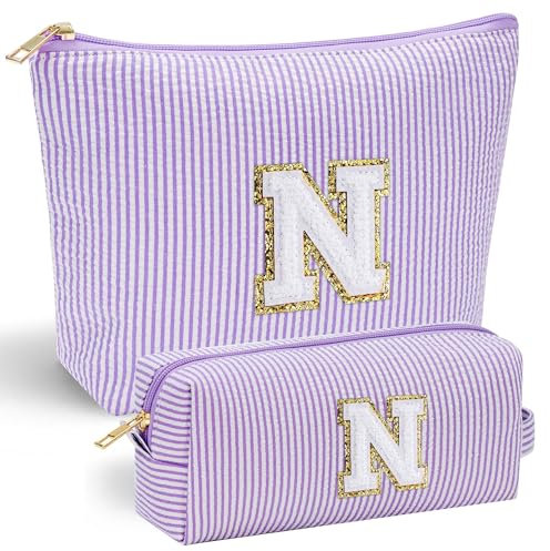 Parima Personalisierte Geschenke für Mädchen - Kosmetiktasche Damen Reise Schminktasche Geschenk für Teenager Mädchen Beste Freundin Geschenke Lila Personalisierte Kosmetiktasche N