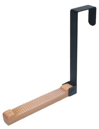 YEHOOM 2024 Upgrade Foldable Wood Over The Door Hooks,New Over The Door Clothes Drying Rack Folding Coat Hooks,Foldable Sturdy Metal Wood Combined Door Laundry Hanger (Black)