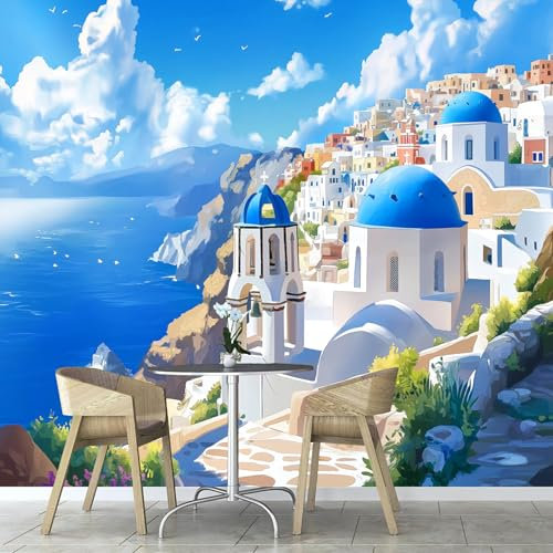 ANALTIRCE Wandbild Tapete Schloss Am Meer Tapeten 400×280cm Foto Tapete Schlafzimmer Wohnzimmer，Moderne Natur Bildtapete 3d Effekt Wandtapete