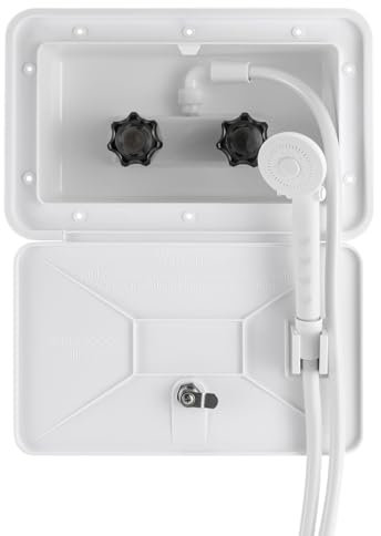 Kit universale per box doccia con chiusura lampo, sicuro e affidabile, rubinetto con acqua calda e fredda, per barche e camper, montaggio a parete incorporato (bianco)