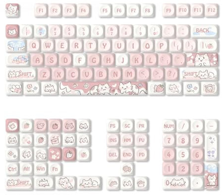 Tiardey Keycaps PBT Keycap Set Sublimated Purple Rabbit Keycaps For Mechanical Gaming Keyboard 132 Keys