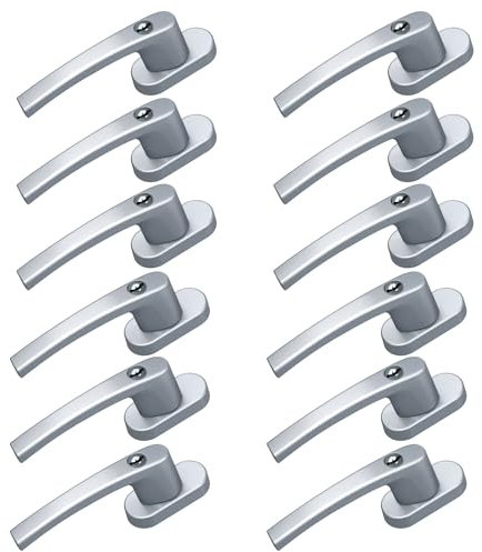 BASI | 12er Set Fenstergriff abschließbar | Gleichschließend | Farbe Silber | Aluminium | Kindersicherung | Stiftlänge 35 mm | Griff für Fenster Terassentür | 12 Stück | 24 Schlüssel