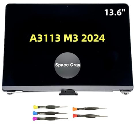 LCD für MacBook Air Retina 2024 M3 A3113 EMC 8611 MRXP3 MRXR3 MRXU3 MRXN3 MRXQ3 MRXT3 MRXV3 13,6 Zoll 2560 x 1664 Full LCD Bildschirm Display Assembly Space Grau