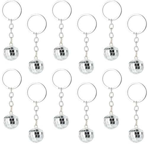 craspire 20 Stück Silberner Discokugel Schlüsselanhänger Mit Spiegel Kleine Mini Kugeln Aus Acryl Runde Kugeln Zum Aufhängen Party Charm Anhänger Mit 70er Motto Schlüsselanhänger Für Autoschlüssel