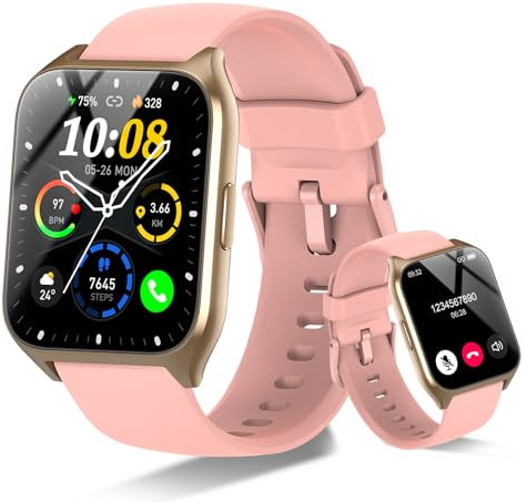Smart Watch for Women, 1.85 Smartwatch Answer/Make Calls, Fitness Watch with Heart Rate/Sleep Monitor/Step Counter, 110+ Sport Modes, IP68 Waterproof Activity Fitness Trackers for Android iOS Pink