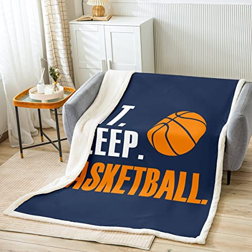 Homemissing Basketball 3D Ball Sport Decke 75x100cm für Bett Sofa Couch Jungen Mädchen Blau Essen Schlafen Basketball Kuscheldecke Ballspiele Raumdekoration Wohndecke