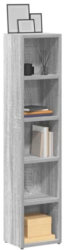 CIOURSTO Modern CD Storage Cabinet Engineered Wood Media Rack for CDs and DVDs Space-Saving Organiser Unit for Living Room, Bedroom and Office (Grey sonoma)