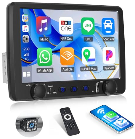 1DIN 9 pollici HD touch screen universale lettore MP5 con Bluetooth, ricevitore radio FM, USB, telecamera posteriore, built-in wireless CarPlay / Auto