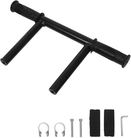WESIEVYA Edelstahl Griffverlängerung für Kinderwagen, Schwarz | 28-mm Rundgriff, Zwei Klemmen Montage, Ergonomisch und Höhenverstellbar für Eltern