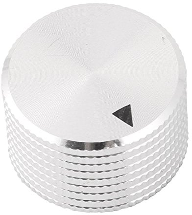 sourcing map Aluminium Legierung gerändelt Taste Potentiometer Potiknopf Drehknopf Silber Ton 25x15 mm