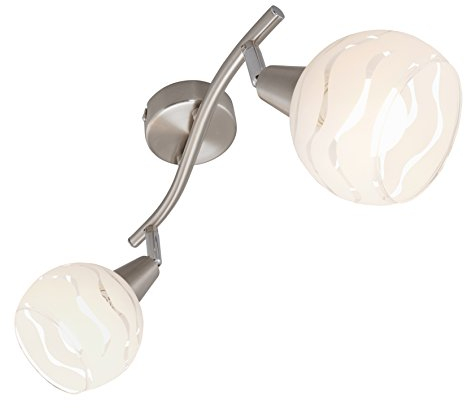 Briloner Leuchten 2046-022, LED Deckenleuchte, 2-flammig, teilsatiniertes weißes Glas, E14, Deckenlampe, Deckenstrahler, 285 x 97 x 130 mm, Metall, 40 watts, matt-nickel, 28.5 x 9.7 x 13 cm