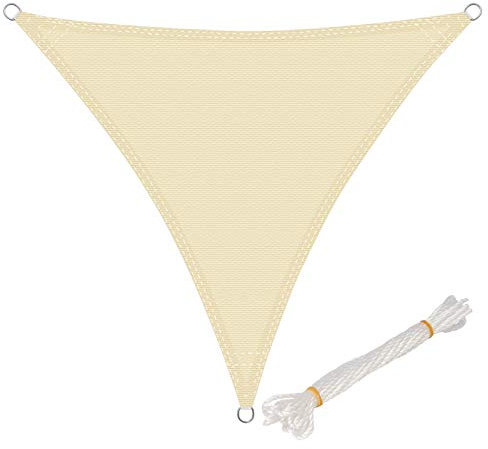 WOLTU Vela ombreggiante 3x3x3m in HDPE 180 g/m² Traspirante Tenda a Vela Parasole Triangolare Protezione Solare Respirante Anti UV Giardino Esterni Beige