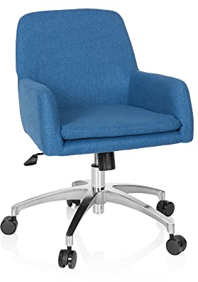 hjh OFFICE 670959 Retro Sessel Shake 400 Stoff Blau Bürosessel, Jugenddrehstuhl mit Rollen, höhenverstellbar