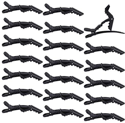 Pinces Crocodiles Cheveux Professionnel Pinces à Cheveux de Salon Barrettes en Crocodile pour Femmes et Filles 20 Pièces Noir