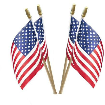 Anley LOT VON 12 - USA 4x6 Zoll Holzstock Flagge - 4. Juli Dekoration, Veteranenparty, Grabstein usw. - Handgehaltene amerikanische Flagge mit kindersicherer goldener Speerspitze (Packung mit 12)