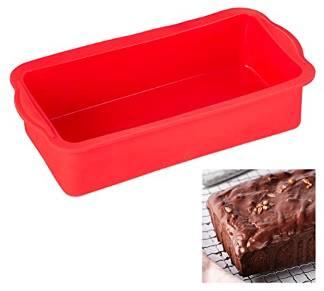 Relaxdays 10027254 Moule à gâteaux Rectangle 28,5 cm, en Silicone antiadhésif, résistant Chaleur Pro, Rouge
