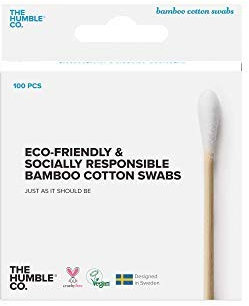 The Humble Co. Natürliche Wattestäbchen | Weiß | Plastikfrei, Biologisch Abbaubar, Umweltfreundlich, Vegan | Perfekt für Ohren, Make-up, Haustierpflege und Reinigung (4 x 100)