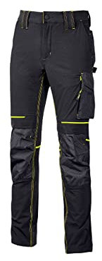 Pantalone U-Power Performance, Modello Atom, Slim Fit Elasticizzato, con Multi_tasche Frontali e Laterali, Tessuto Traspirante, Elastico in Vita, Cerniera di Chiusura (BLACK CARBON_S)