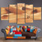 Leinwandbild 5 Teile Bilder Filmanimation Die Abenteuer von Tim und Struppi 5 teilige Wandbilder Wandbilder Kunstdruck 150X80cm Mit Rahmen Vlies Leinwanddrucke Leinwandbilder Cadeau d'Halloween