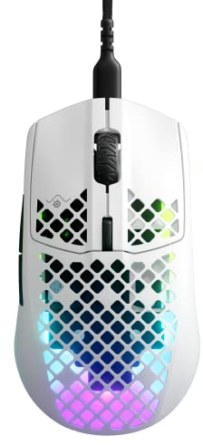 SteelSeries Aerox 3 - RGB Gaming-Mouse mit Öffnungen in der Oberfläche - Federleichtes, wasserabweisendes Design - Optischer TrueMove Core-Sensor mit 8.500 DPI - Snow
