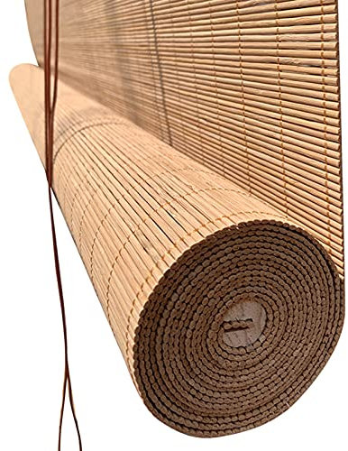 JIAOLUN123 Bambusrollo 65% Blackout Sonnenschutz Raffrollo Außen Lichtfilter Vorhang Bambusjalousien Rollläden Sichtschutz Rollo,für Fenster Und Türen,Balkon,Pavillon,Anpassbar (60 x 120 cm)