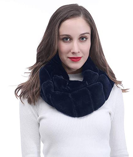 Lina & Lily Loop Schal Damen Winter Schlauchschal aus Kunstpelz (Dunkelblau)
