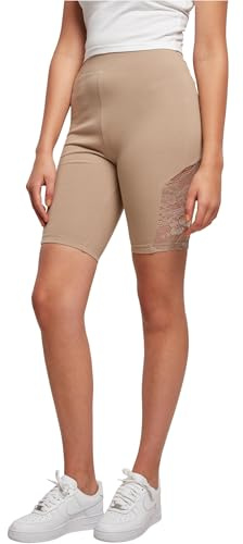 Urban Classics Damen Radlerhose Ladies High Waist Lace Inset Cycle Shorts, Farbe softtaupe, Größe 3XL