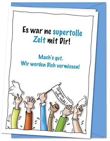 XXL Karte Supertolle Zeit - Karte zum Abschied Verabschiedung für Kollegen Freunde Nachbarn bei Rente Ruhestand Umzug Firmenwechsel Altersteilzeit Auslandsjahr - Grußkarte mit Umschlag (DIN A4)