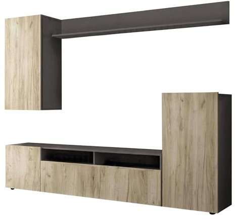milani home - parete attrezzata porta tv soggiorno moderna di design 207x34x170 h