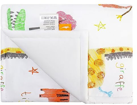 ComfortAce Sydney Babydecke für Jungen und Mädchen, Tierdruck, weich, bequem, 100 x 130 cm, Weiß