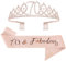 Mikccer Rose Gold 70th Birthday Sash and 70 Birthday Tiara, Rhinestone Crown Headband for 70th Birthday Gifts, 70th Birthday Decoration Party Accessories for Women