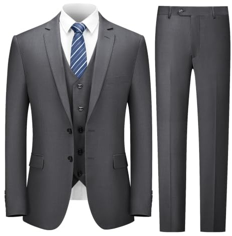 Cooper & Nelson Herrenanzug-Set, Slim-Fit-Anzug für Herren, einfarbiges Sakko, Weste, Hose und Krawatte, 3-teilig