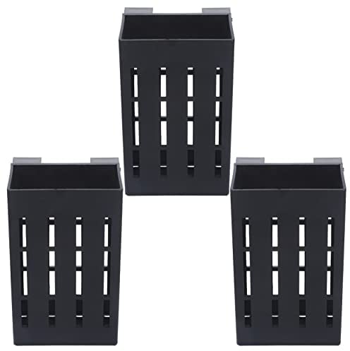 PATKAW 3pcs Hanging Aquarium Plant Holder Aquatic Plant Pot with Hole Aquarium Planter Cups for Emersed Plants Decorations for Fish Tank Living Fish Shrimp Black