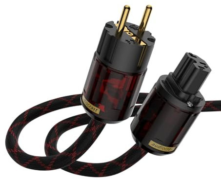 Brollitest 1X High-End HiFi Netzkabel Stromkabel mit Euro Stecker Schukostecker & Kaltgerätekupplung Für DVD-Audio-Decoder Verstärker Audiophile (2m/6.56ft), rot und schwarz gemischt