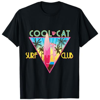 Pink Panther Cool Cat Surf Club Tropischer Sommerurlaub T-Shirt