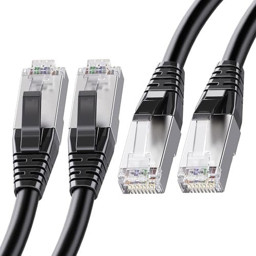 Cable Matters 2-Pack, 40Gbps Shielded Short Cat 8 Ethernet Cable 0.9m in Black (2000 Mhz Ethernet Cable Cat 8, Cat8 Internet Cable, Lan Cable Cat8) - 0.9 Meter