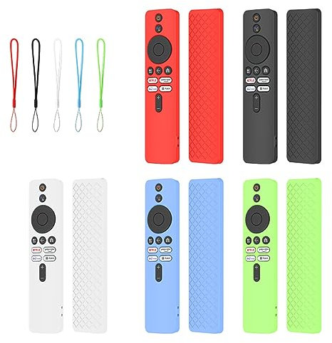 Custodia protettiva in silicone per telecomando TV Xiaomi Mi TV Box S (2a generazione), antiurto, antiscivolo, cover per telecomando Mi TV Stick con cordino (bianco)