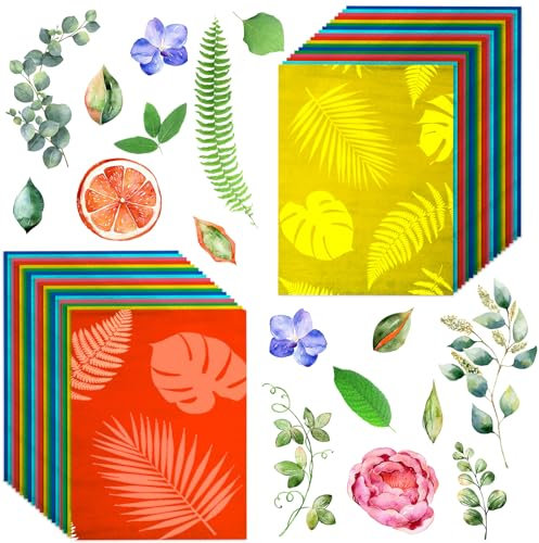 Cyanotyp-Papier, Sonnendruckpapier-Set, hochempfindliches Sonnenpapier, weiß, solarbetrieben, Natur, Sonne, Druckset, Zeichenpapier für Kinder und Erwachsene, Basteln, DIY-Projekt (mehrfarbig, 14 x 21