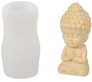 Molde de silicona para velas de Buda, molde de silicona 3D hecho a mano para hacer velas, pilares de resina, aromaterapia, yeso, velas, cera, arcilla, manualidades, adornos (pequeño Buda)