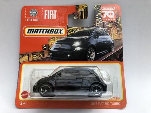 2023 Matchbox 2019 Fiat 500 Turbo Black 16/100 (Kurze Karte) HLD05