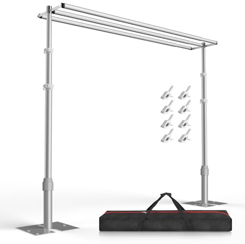 EMART Support Fond Photo Stable 3x3m à Trois Barre Transversale | Arche de Mariage Réglable, Studio, Video, Décoration d'anniversaire