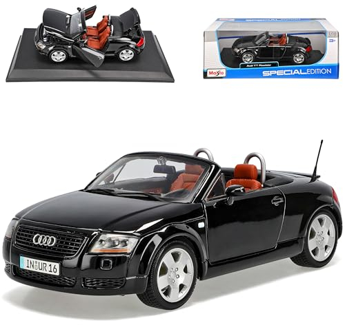 Generisch A*u*d*i TT Cabrio Roadster 8N Schwarz 1998-2006 1/18 Maisto Modell Auto mit individiuellem Wunschkennzeichen