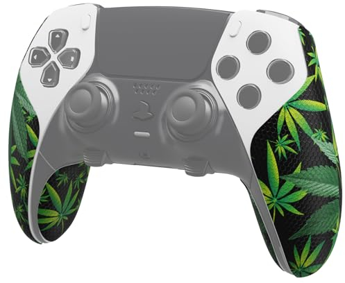 PlayVital Grip Sticker für ps5 Edge Wireless Controller Anti-Rutsche Schweißabsorbierende Professionale strukturierte Gummipads Griffpolster Aufkleber Skin für ps5 Edge Controller(Grünes Unkraut)