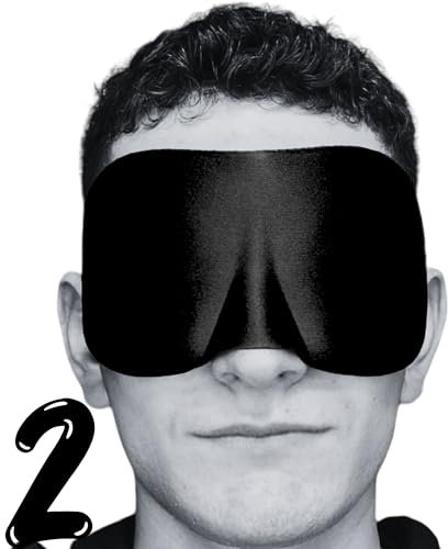 maschera per dormire 3D, due pezzi per donna e uomo, perfetto per una coppia, accessori da viaggio. occhi copperti di notte, mascherina sleeping elastica per viso delicato, sonno speciale (neri)